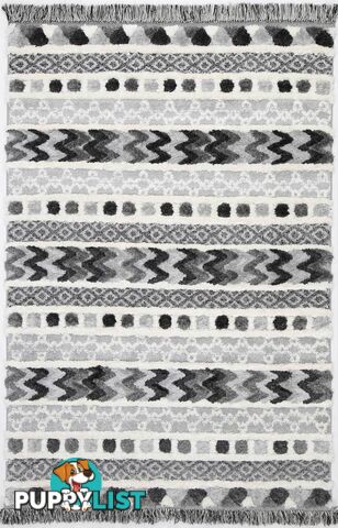 Mono Tribal Carved Cream Anthracite Rug - Unbranded - 7427046201988