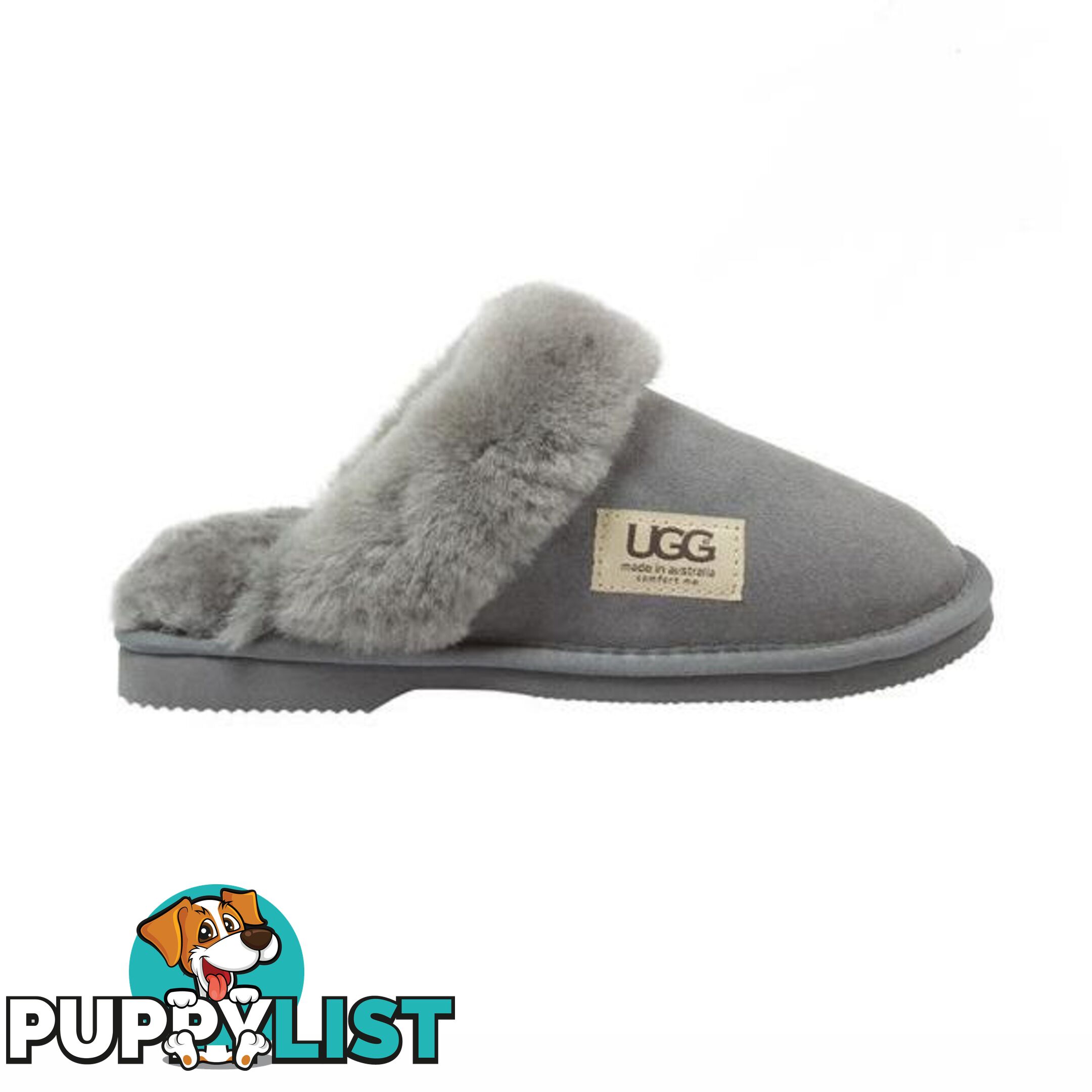 UGG Merino Sheepskin Fur Trim Scuff Memory Foam Grey - UGG - 822427523890