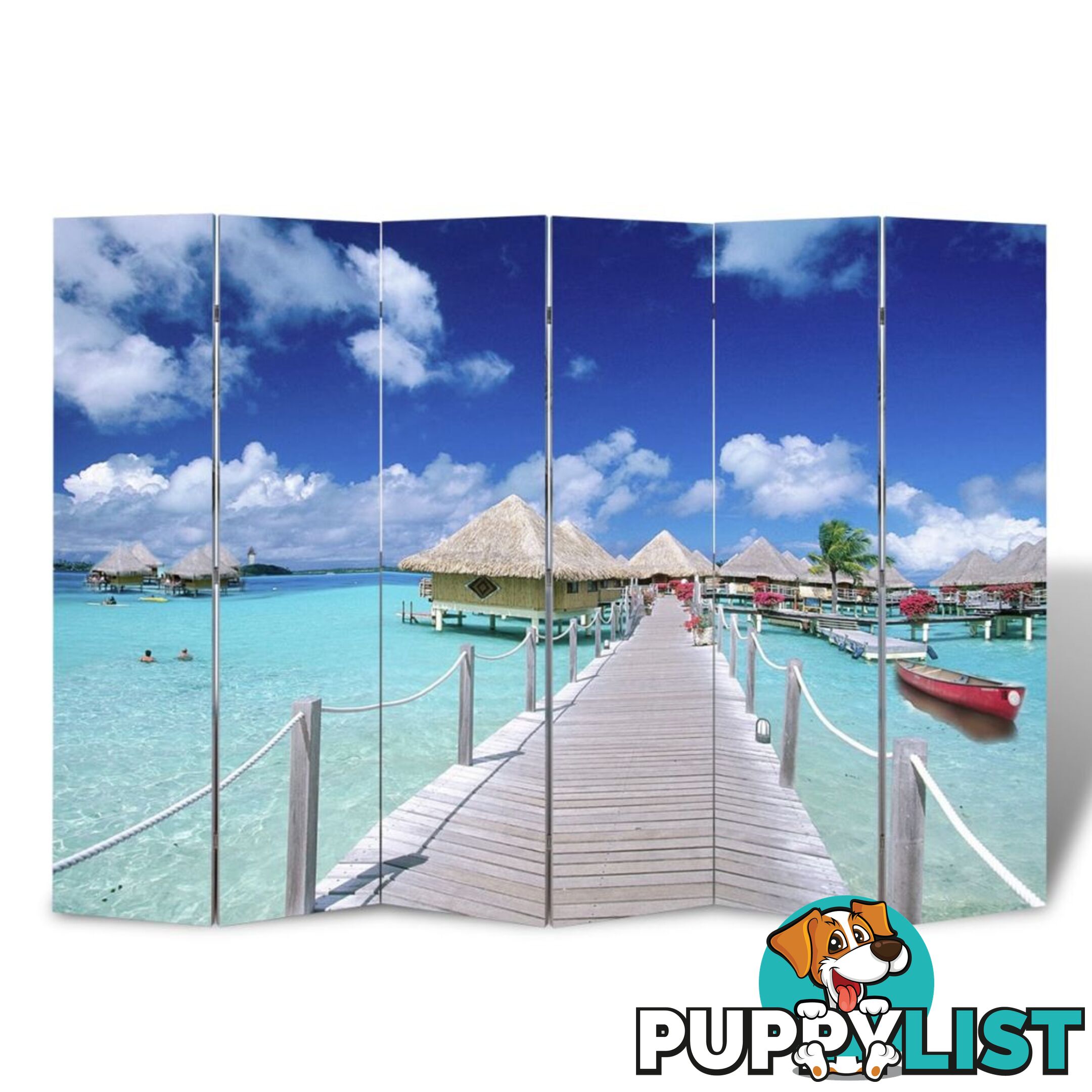 Room Divider 240cm x 180cm - Beach Print - Unbranded - 4326500429636