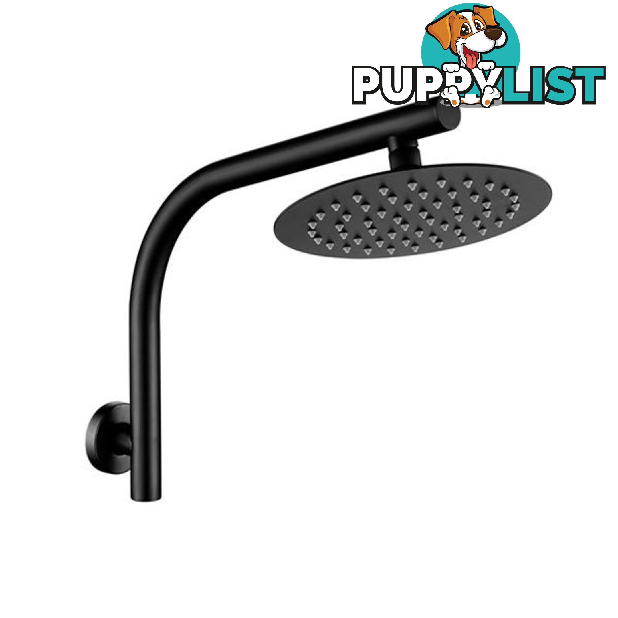 200 Mm Round Black Rainfall Shower Head With Goose Neck Shower Arm Set - Unbranded - 7427046161381