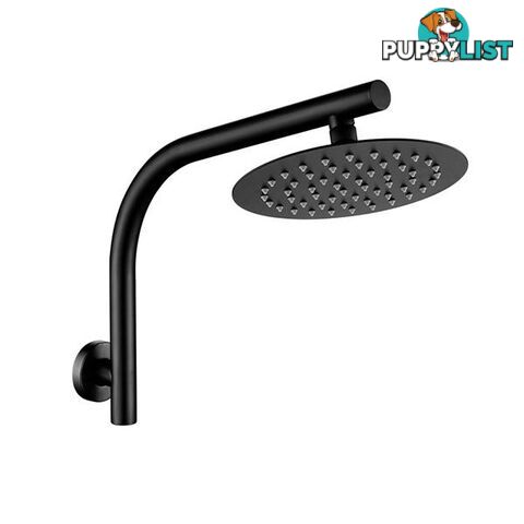 200 Mm Round Black Rainfall Shower Head With Goose Neck Shower Arm Set - Unbranded - 7427046161381