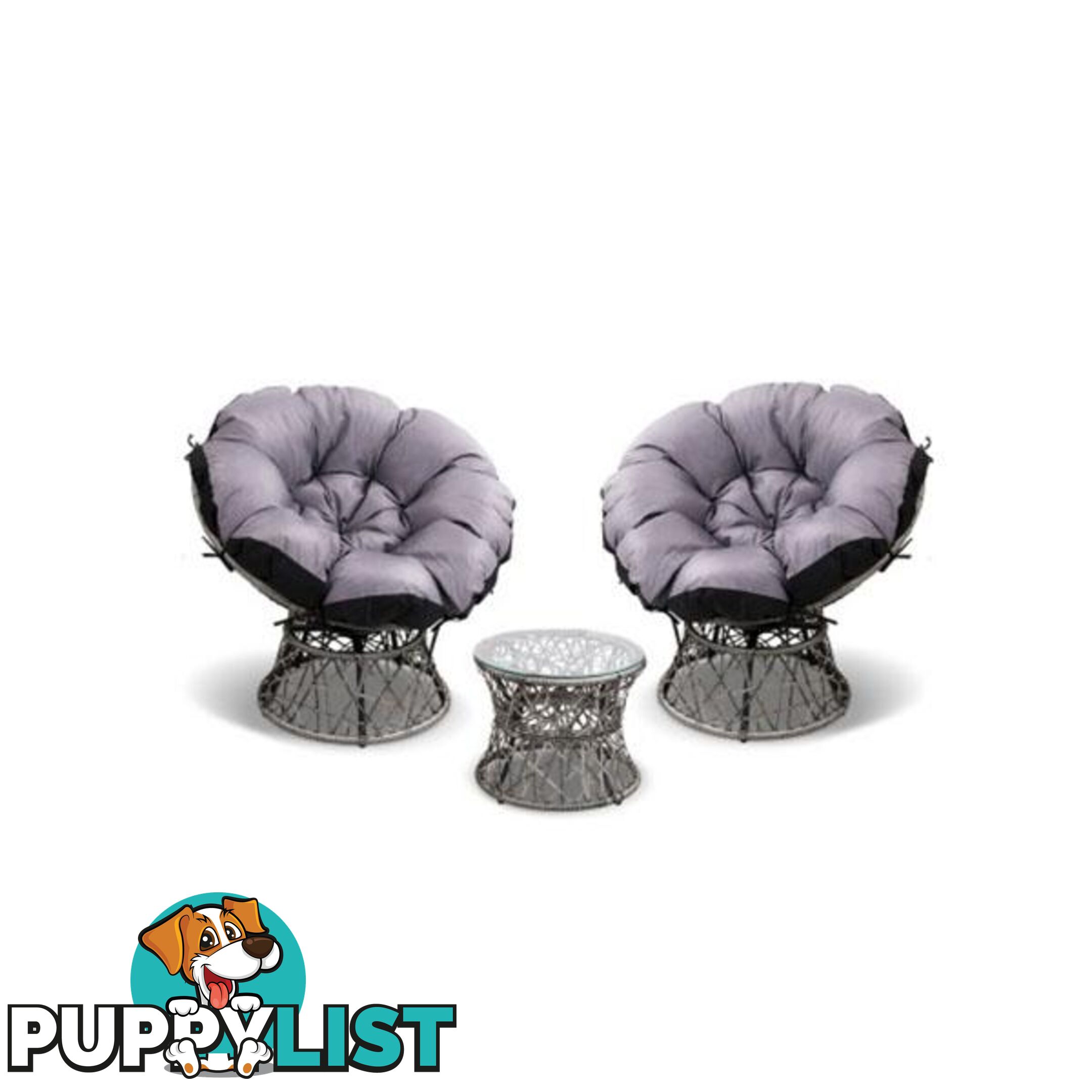 Papasan Chair and Side Table Set - Gardeon - 9350062197721