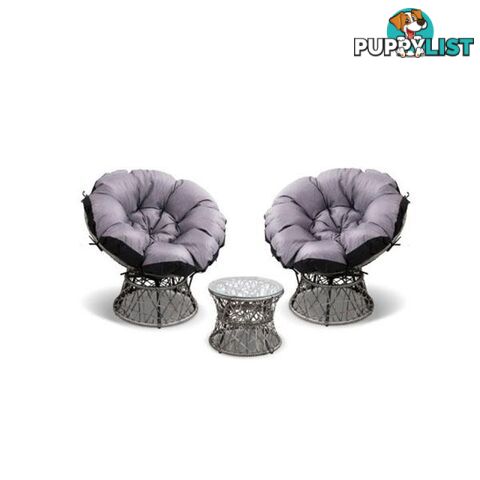 Papasan Chair and Side Table Set - Gardeon - 9350062197721