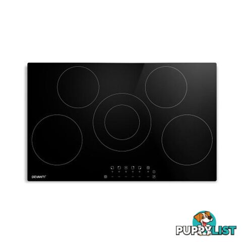 90Cm Ceramic Cooktop Electric 5 Burner Stove Hob Touch Control 6 Zones - Devanti - 9355720013627