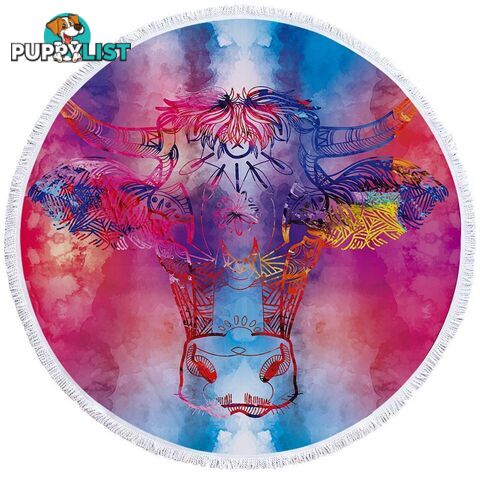 Watercolor Background Cow Beach Towel - Towel - 7427046323864