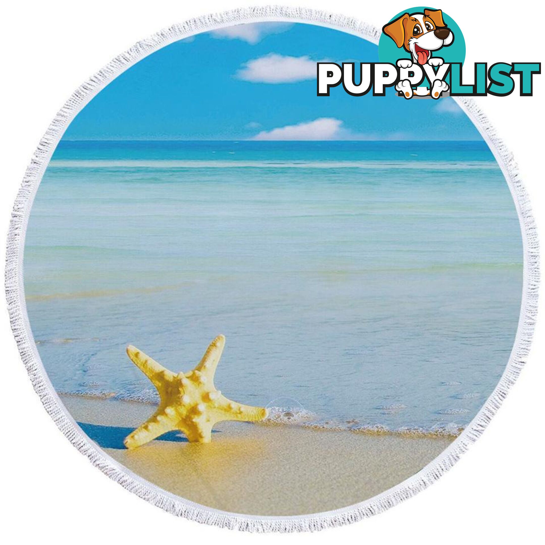 Yellow Starfish and Blue Ocean Beach Towel - Towel - 7427046327077