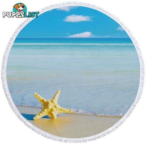 Yellow Starfish and Blue Ocean Beach Towel - Towel - 7427046327077