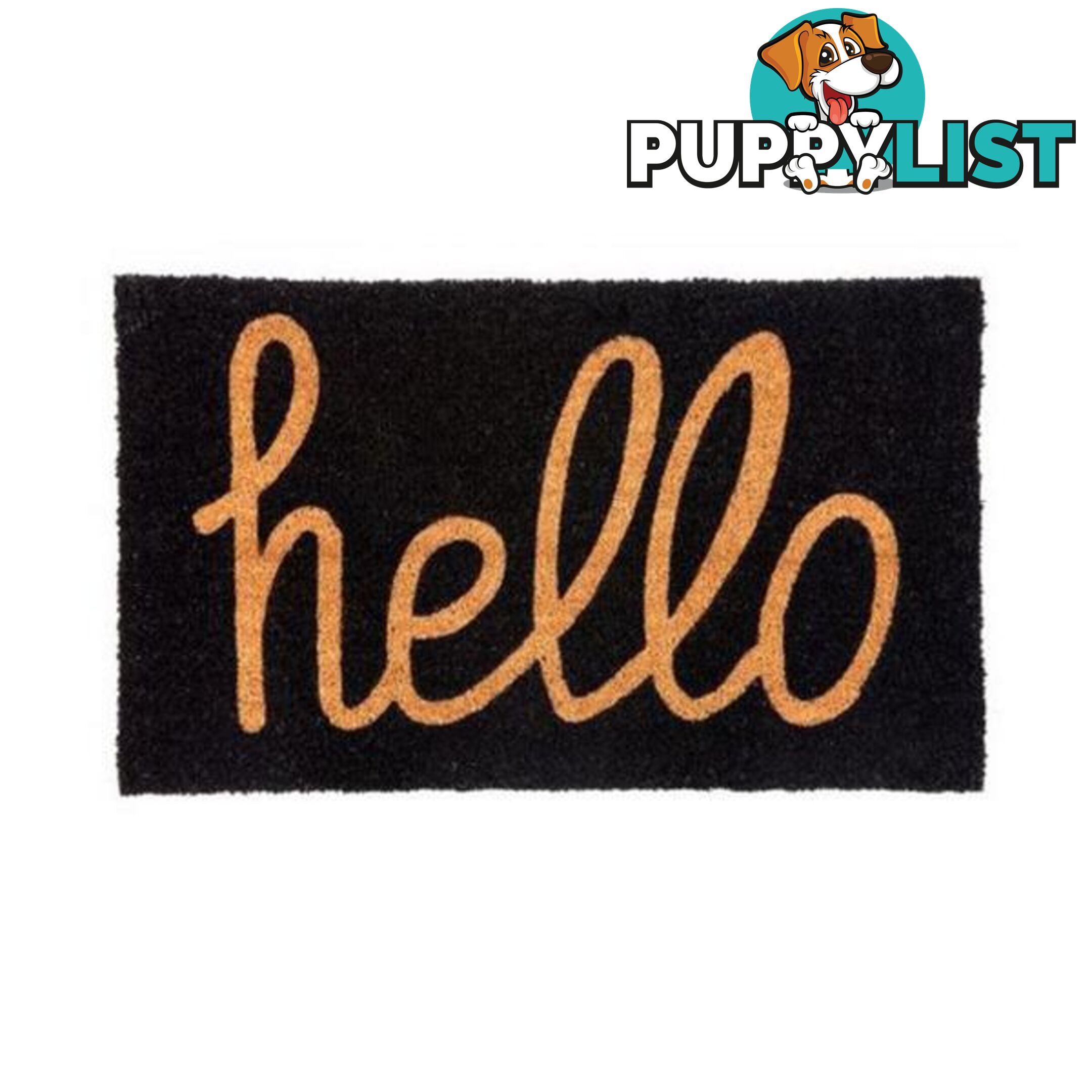 Hello Black Pvc Backed Coir Door Mat - Unbranded - 8901304508242