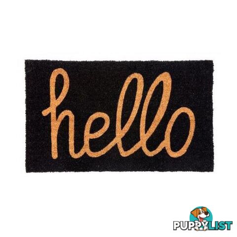 Hello Black Pvc Backed Coir Door Mat - Unbranded - 8901304508242