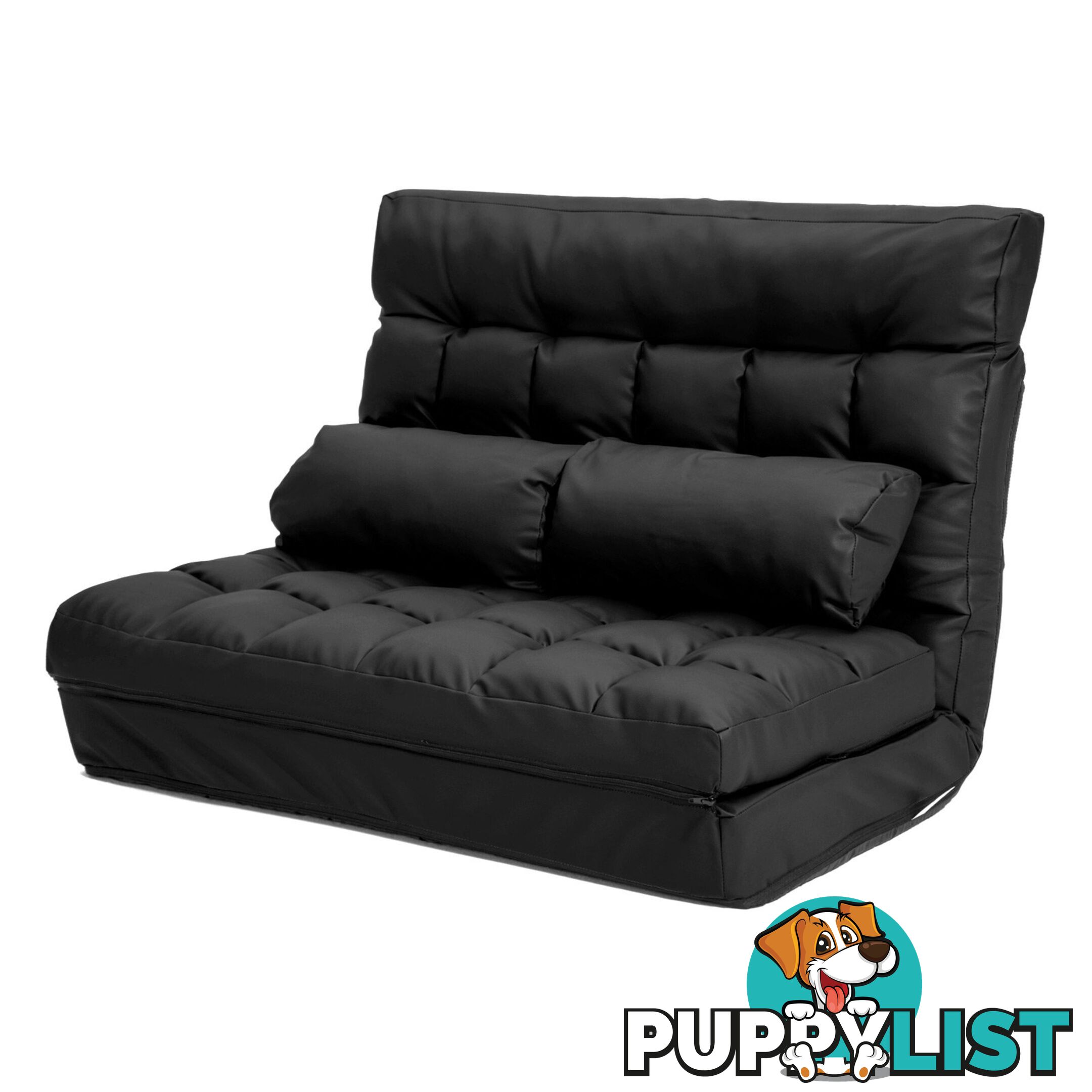 Lounge Sofa Leather Double Bed GEMINI - BLACK - Unbranded - 9352338007680