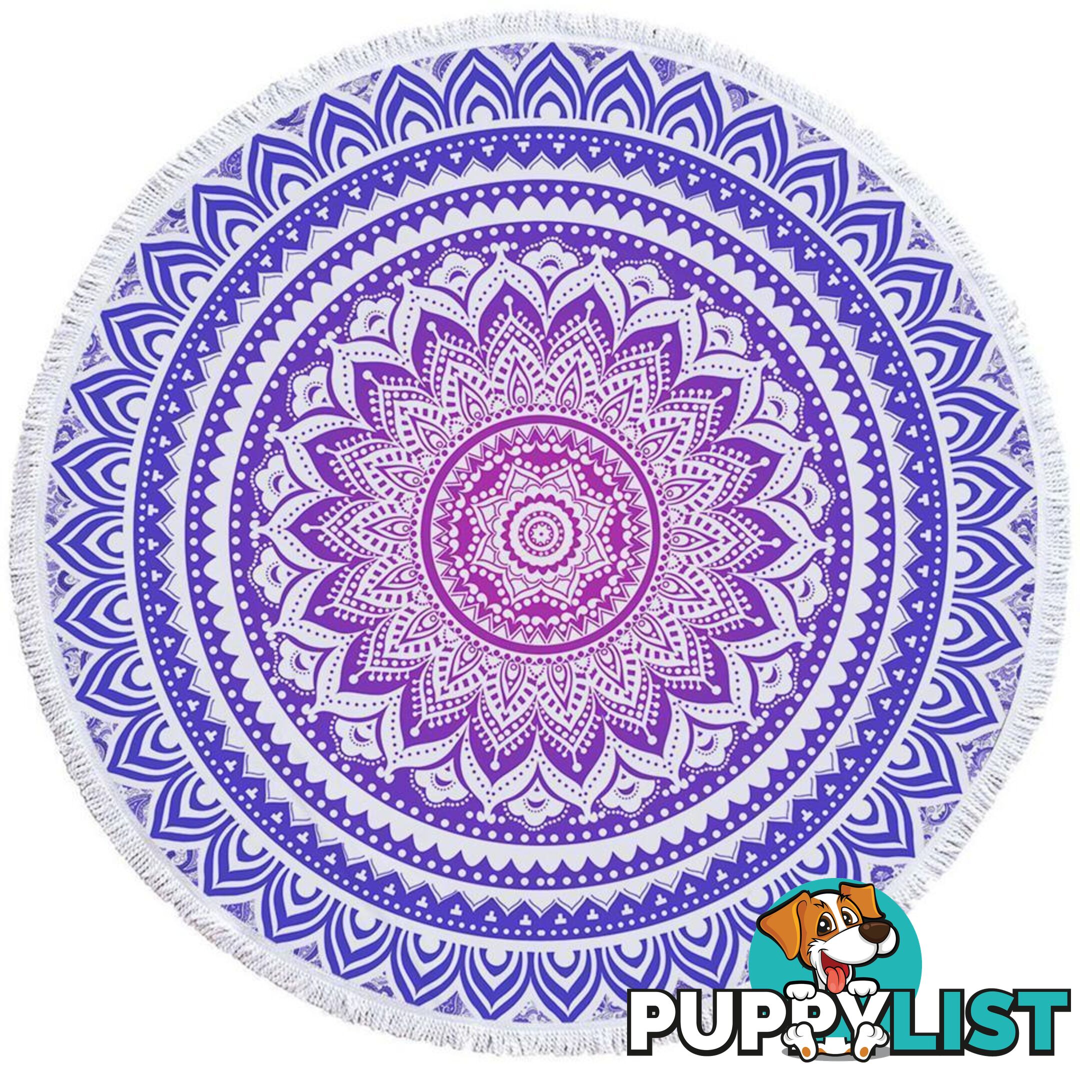 Mandala Over White Beach Towel - Towel - 7427046321846