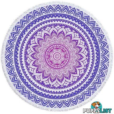 Mandala Over White Beach Towel - Towel - 7427046321846