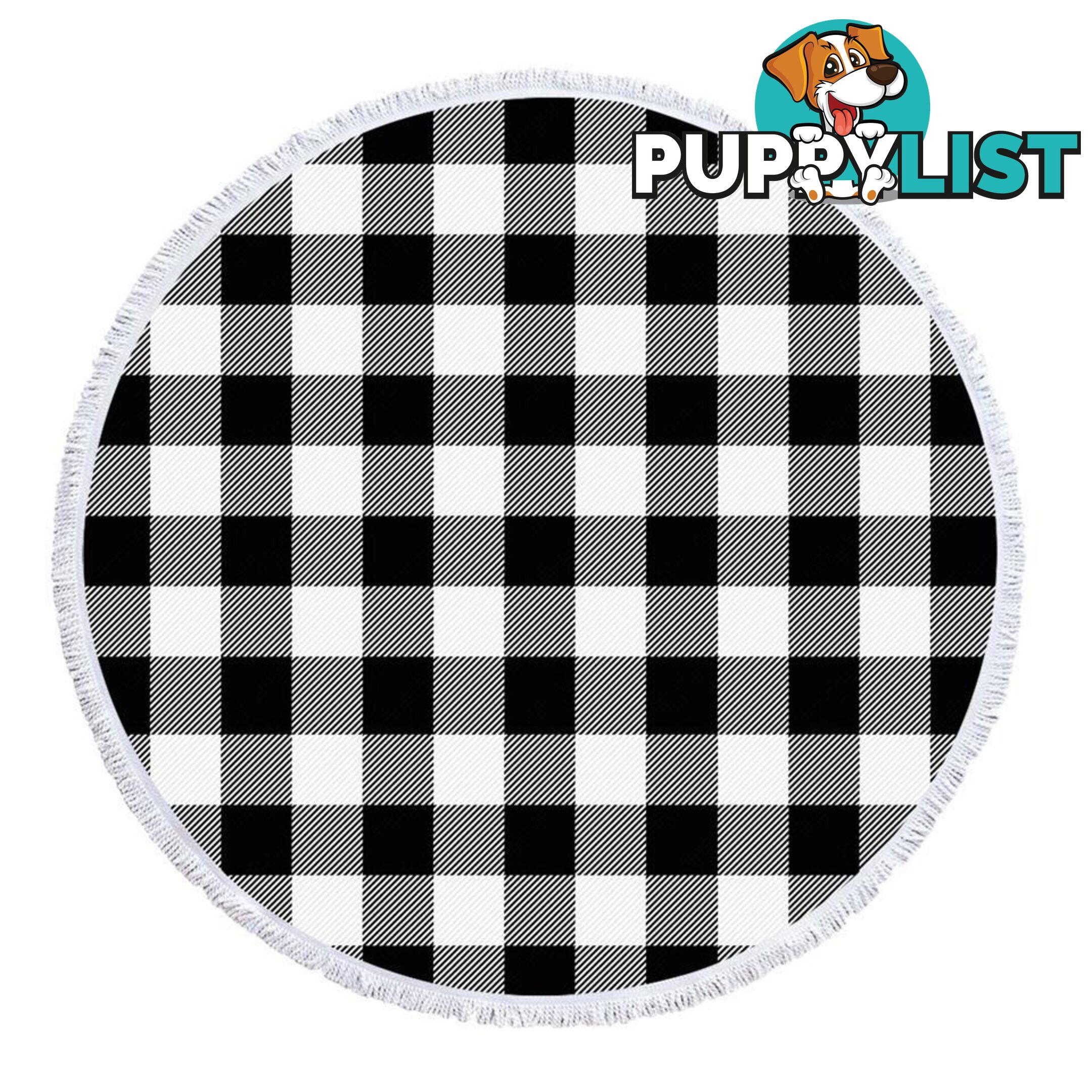 Black and White Gingham Beach Towel - Towel - 7427046341516