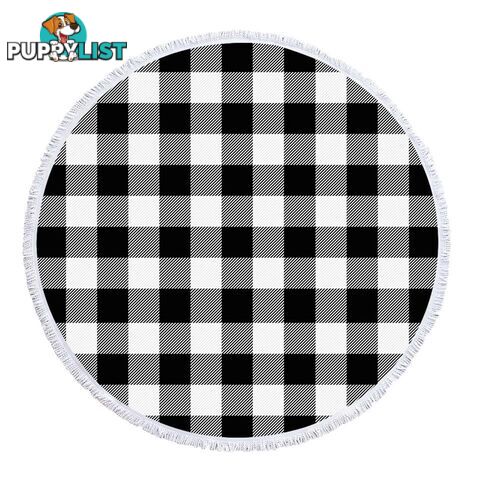 Black and White Gingham Beach Towel - Towel - 7427046341516