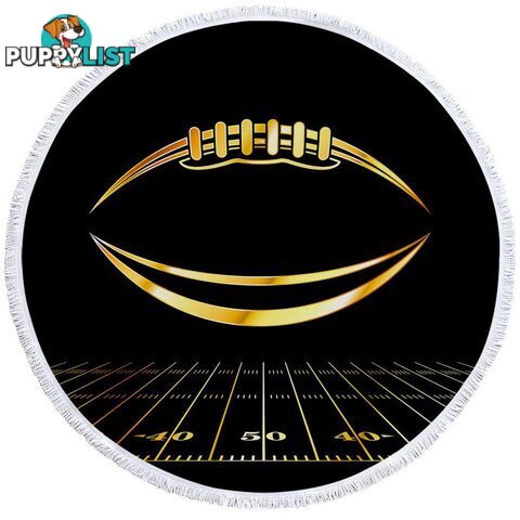 Gold Football Beach Towel - Towel - 7427046340618