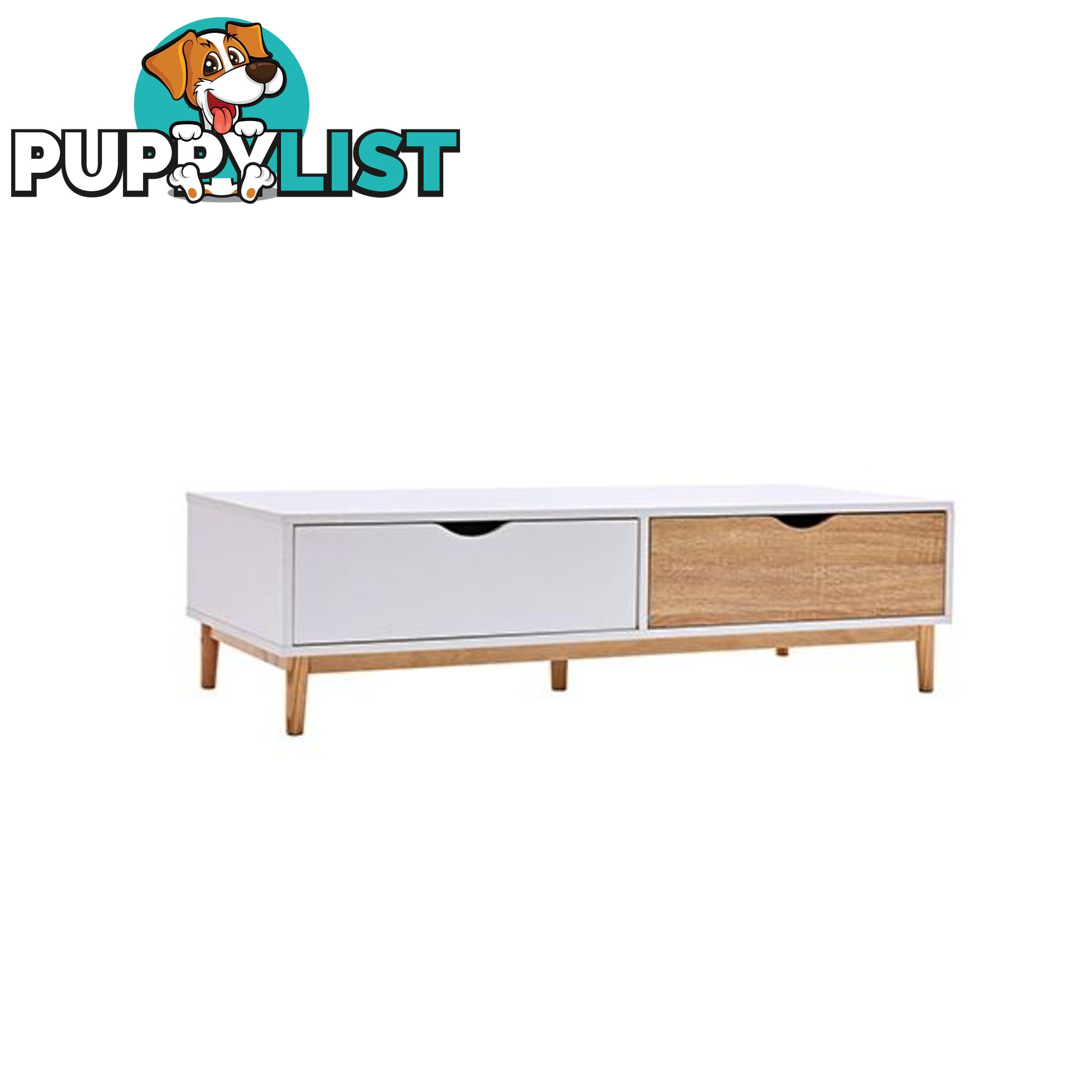 Cassina 2 Drawers Tea Coffee Table White Oak - Unbranded - 733424616150