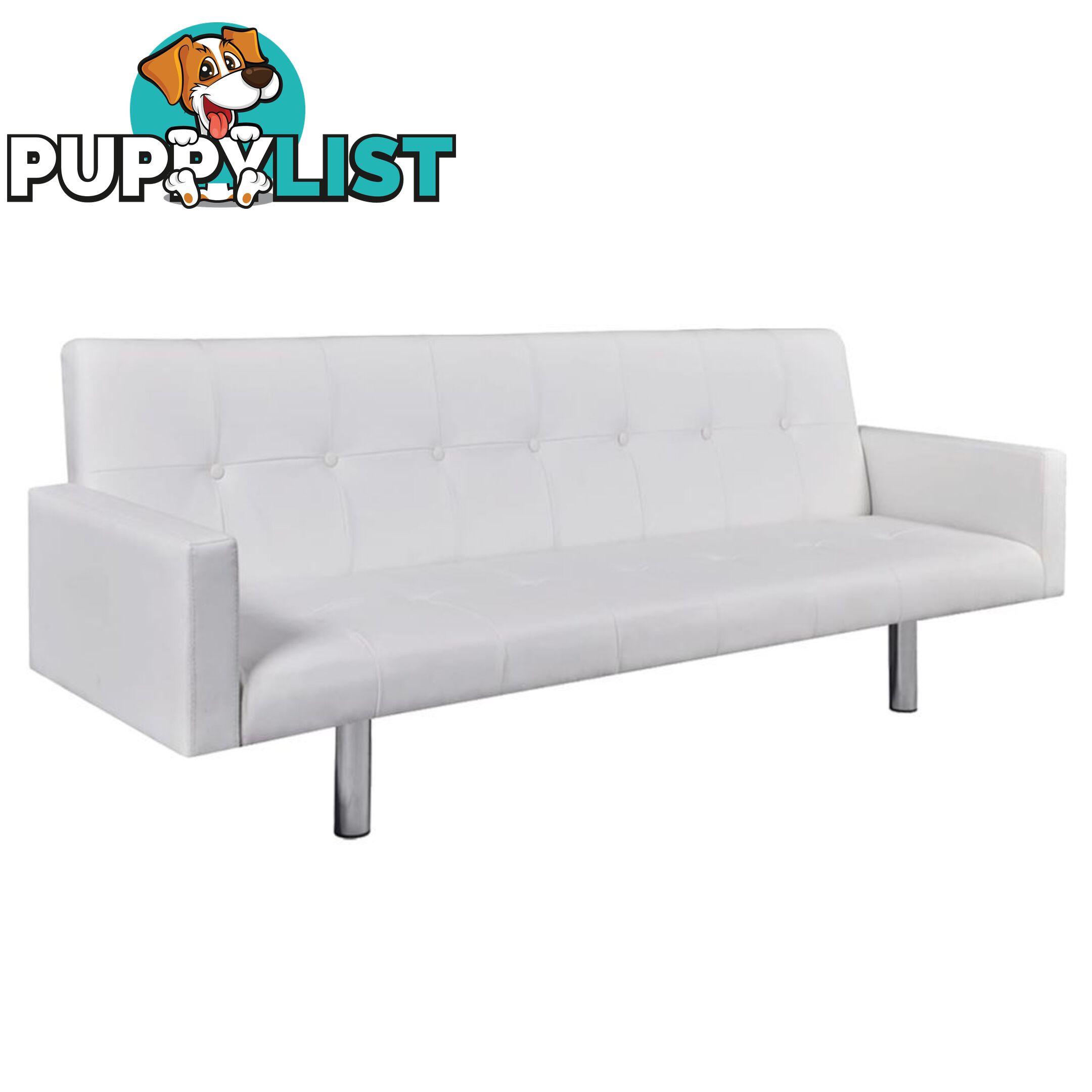 Sofa Bed With Armrest Artificial Leather - White - Unbranded - 8718475941651