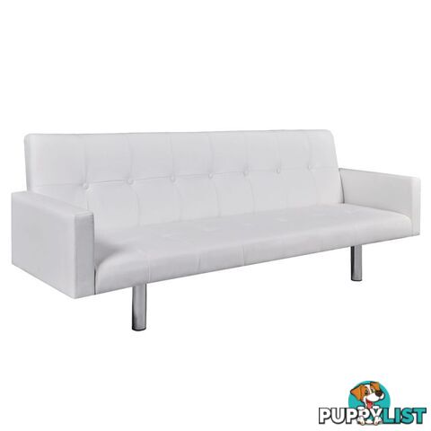 Sofa Bed With Armrest Artificial Leather - White - Unbranded - 8718475941651