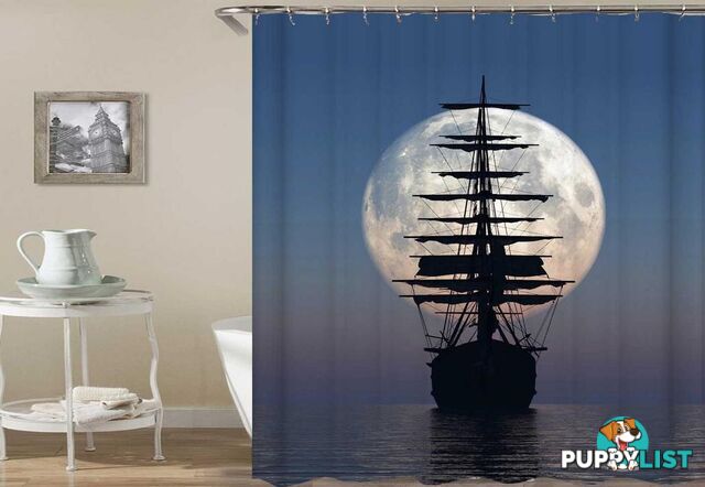 Pirate Ship Over The Moon Shower Curtain - Curtain - 7427046047906