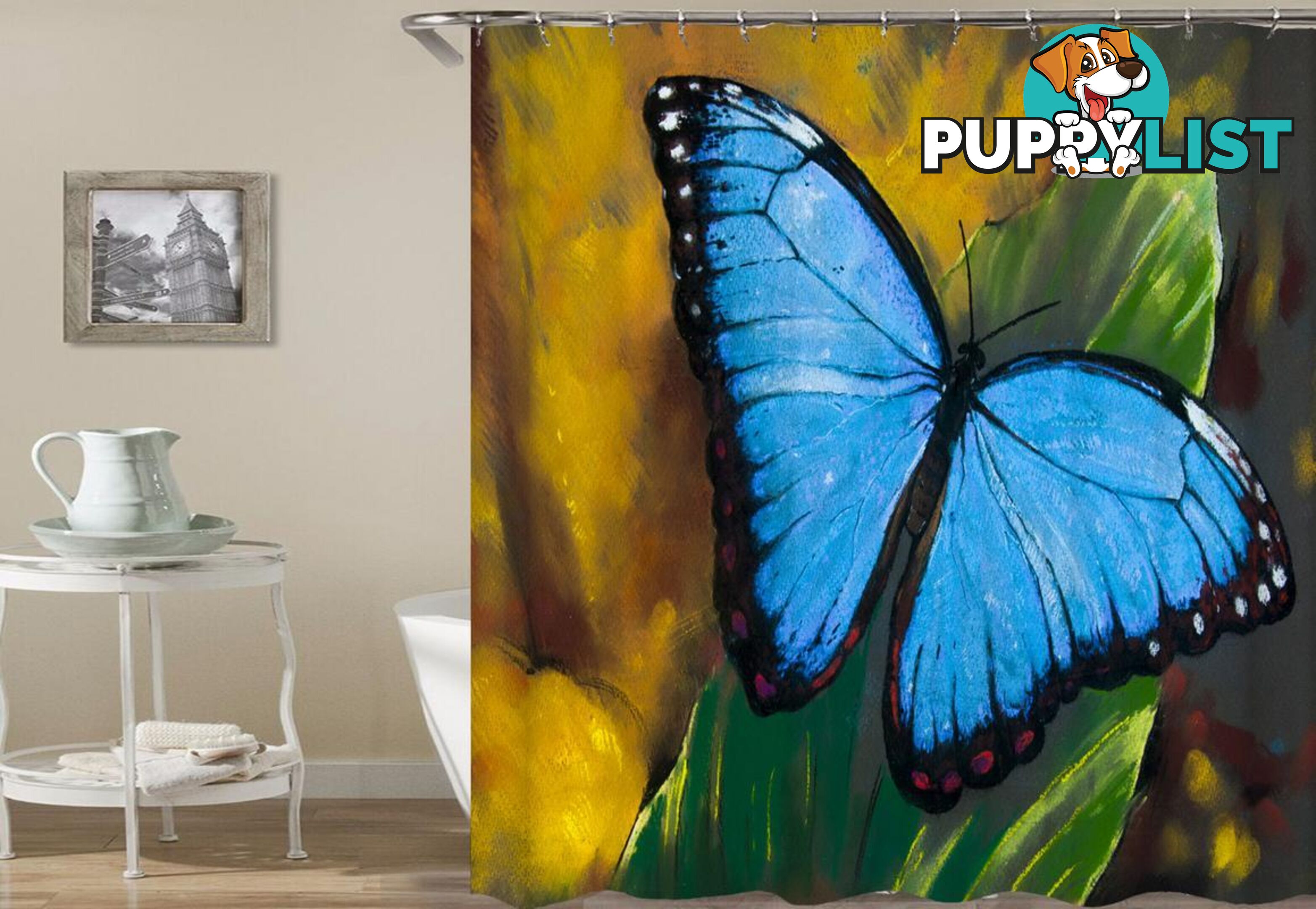 Malibu Blue Butterfly Shower Curtain - Curtain - 7427005910715