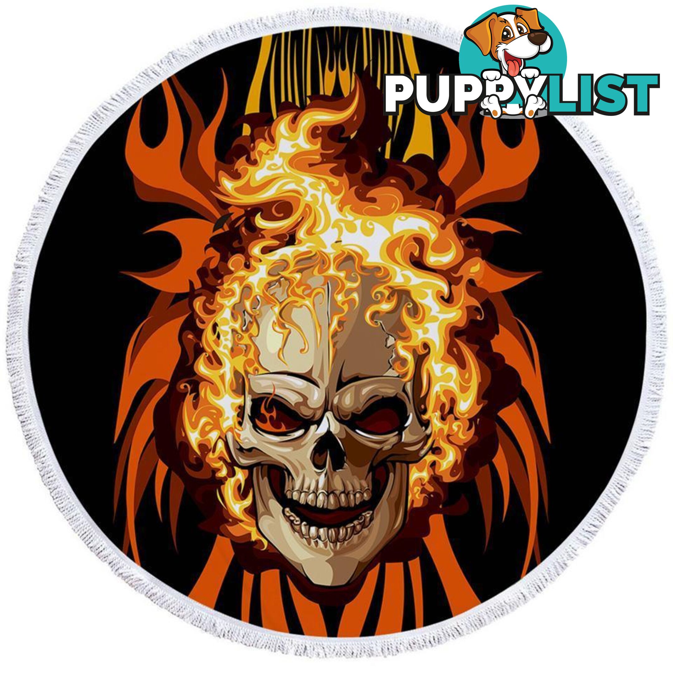 Skull on Fire Beach Towel - Towel - 7427046313476