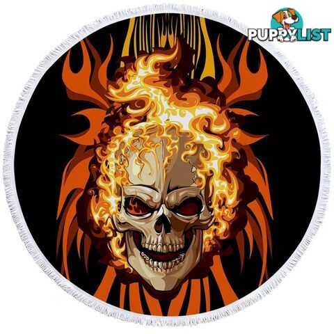 Skull on Fire Beach Towel - Towel - 7427046313476