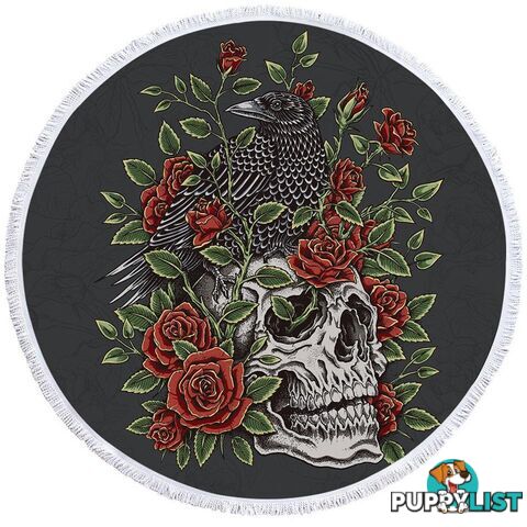 Roses Skull and Raven Beach Towel - Towel - 7427046319942