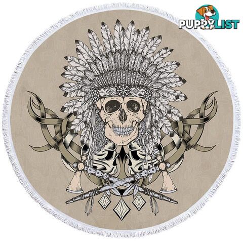 Native American Chief Skull Beach Towel - Towel - 7427046313124