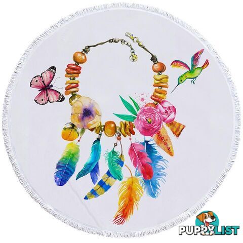 Colorful Feather Necklace Beach Towel - Towel - 7427046308069