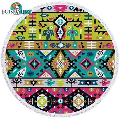 Multi Colored Aztec Beach Towel - Towel - 7427046304443