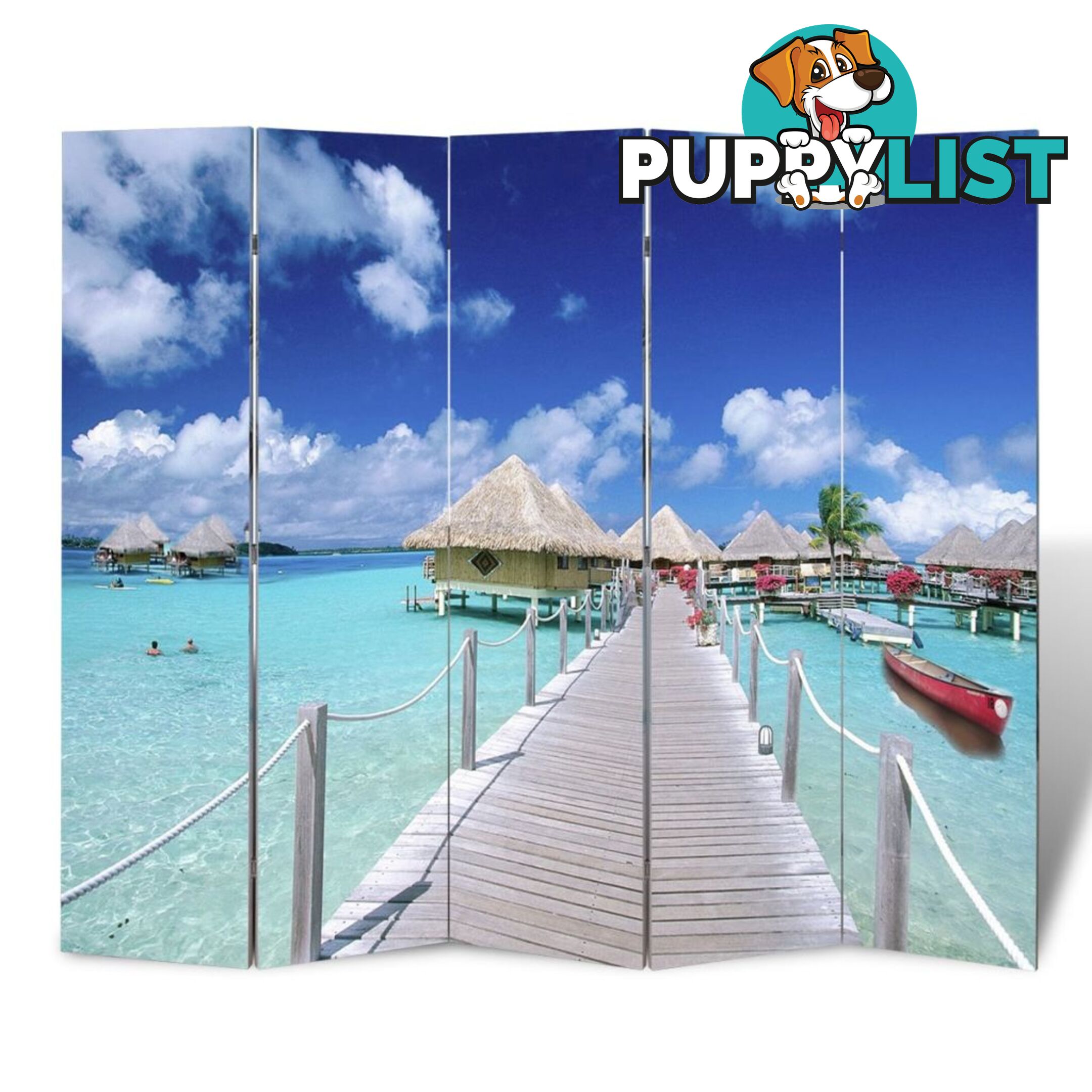 Room Divider 200cm x 180cm - Beach Print - Unbranded - 4326500429612