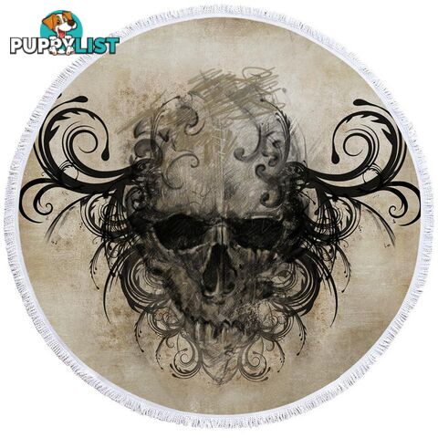 Scary Skull Drawing Beach Towel - Towel - 7427046319997