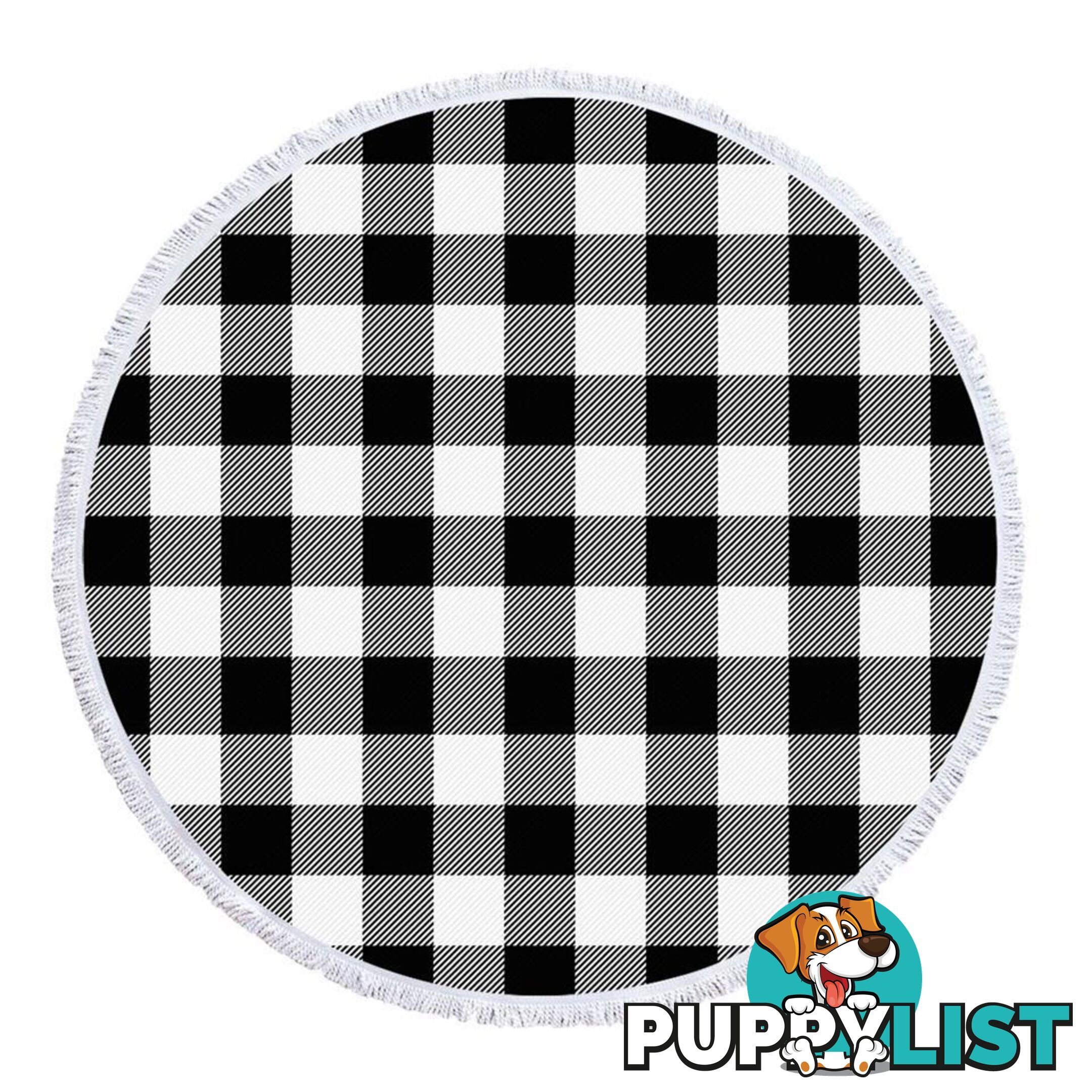 Black and White Gingham Beach Towel - Towel - 7427046341530