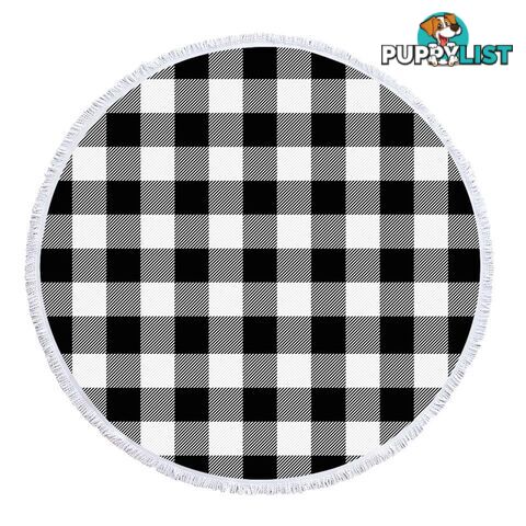 Black and White Gingham Beach Towel - Towel - 7427046341530