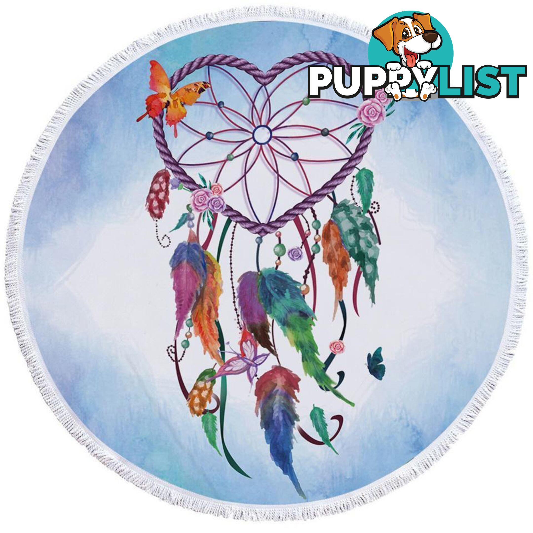 Heart Dream Catcher Beach Towel - Towel - 7427046331029