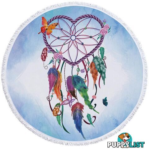 Heart Dream Catcher Beach Towel - Towel - 7427046331029