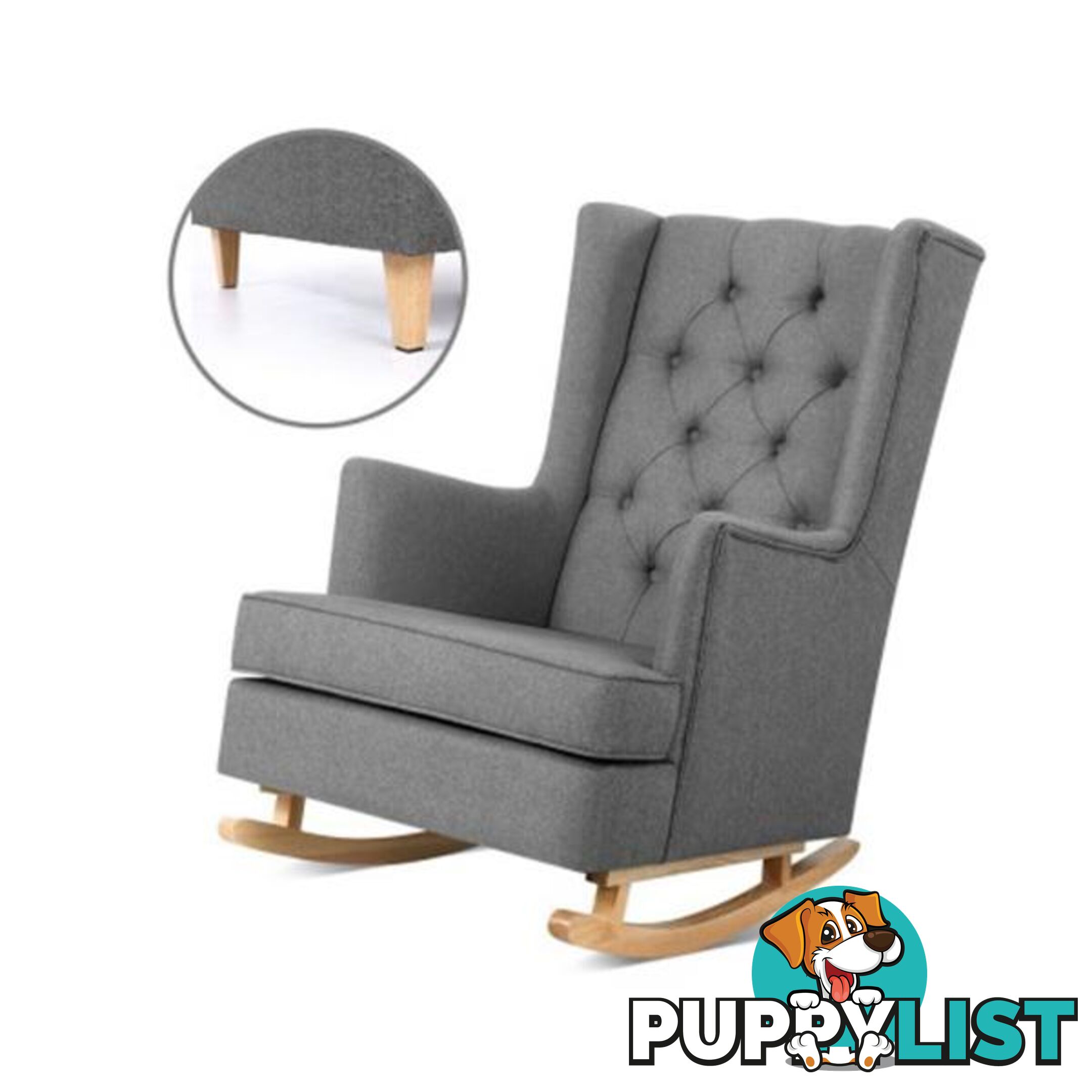 Rocking Armchair Feeding Chair Linen Fabric Lounge Retro Grey - Artiss - 9355720031447