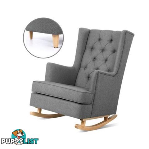 Rocking Armchair Feeding Chair Linen Fabric Lounge Retro Grey - Artiss - 9355720031447