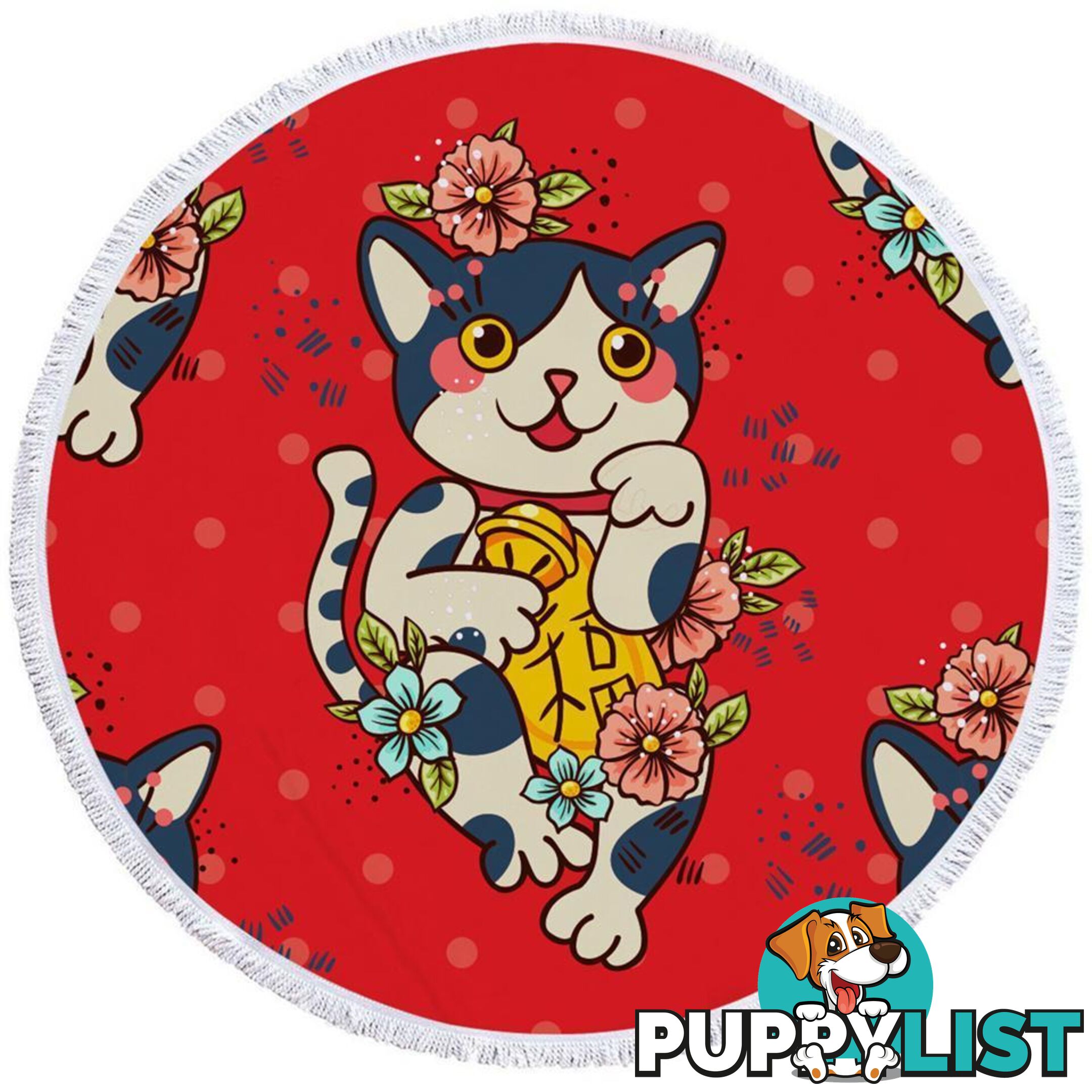 Cute Japanese Cat Beach Towel - Towel - 7427046307413