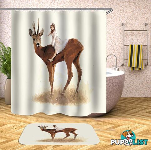 Girl Riding A Deer Shower Curtain - Curtain - 7427045945265