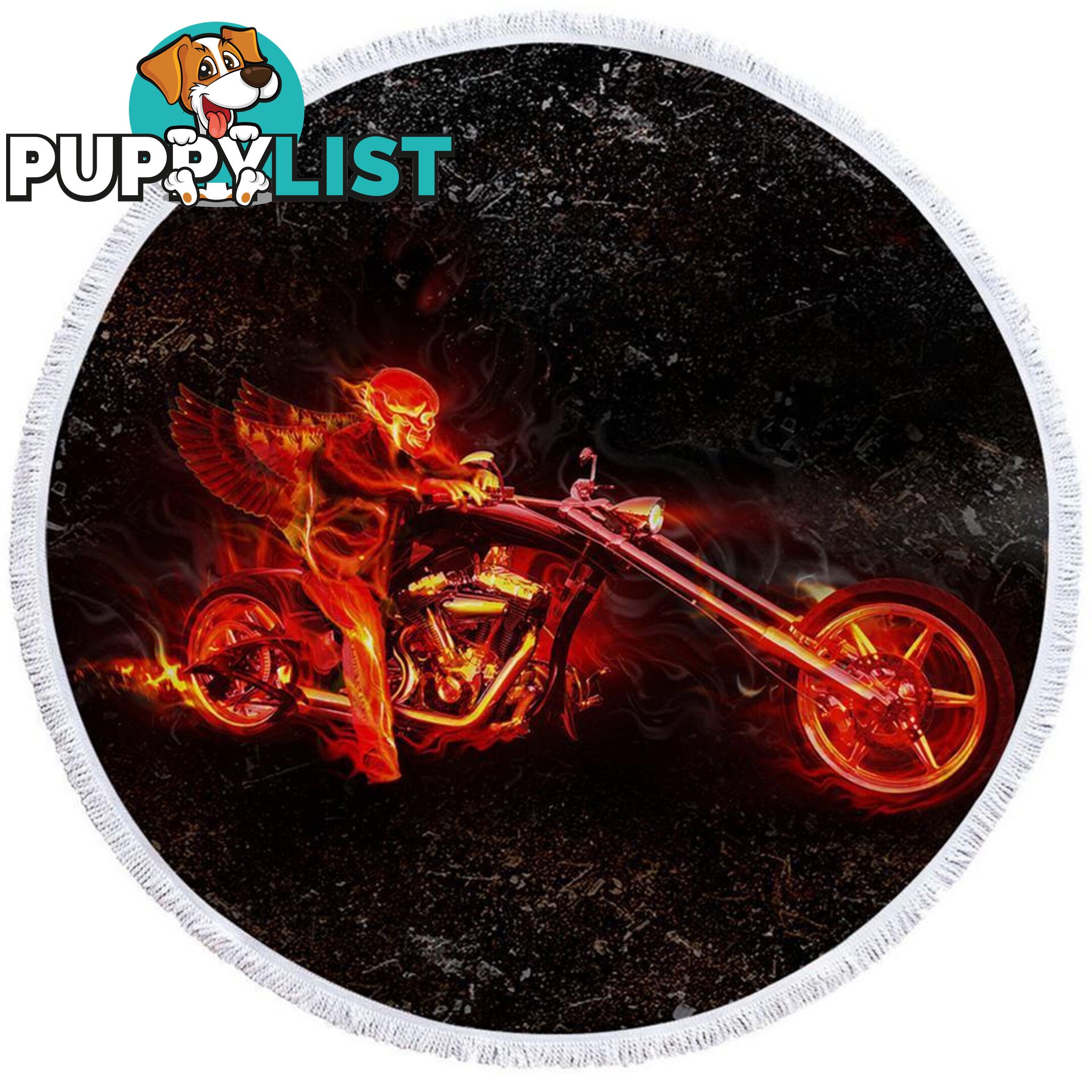 Biker on Fire Beach Towel - Towel - 7427046313803