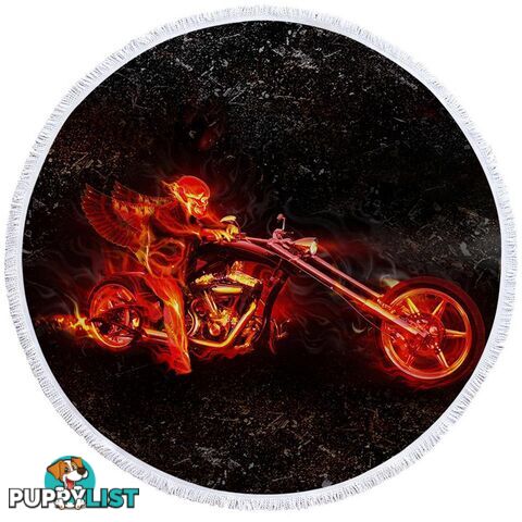 Biker on Fire Beach Towel - Towel - 7427046313803