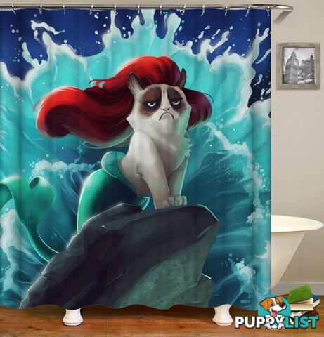 Mermaid Cat Shower Curtain - Curtain - 7427045978478