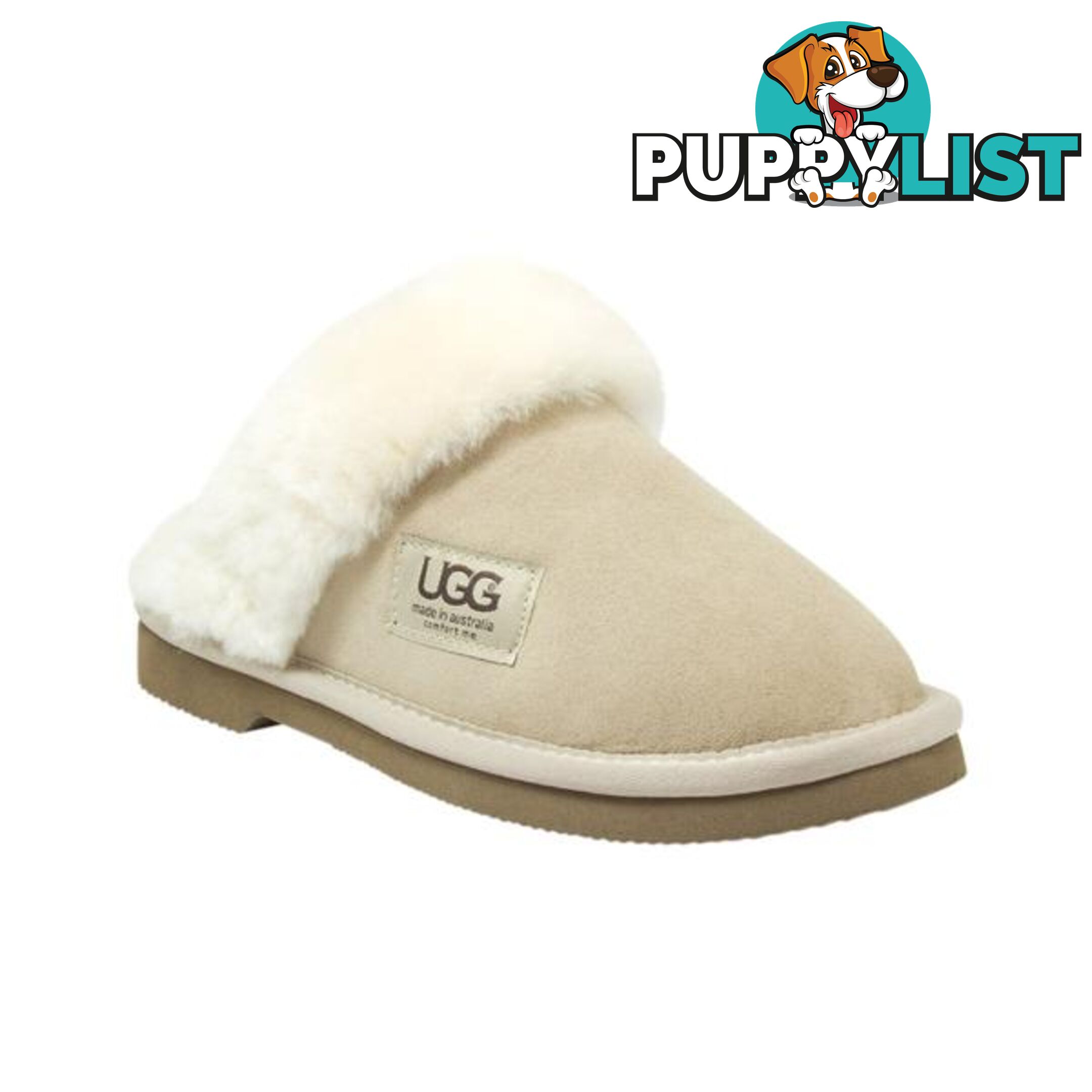 UGG Merino Sheepskin Fur Trim Scuff Memory Foam Sand - UGG - 822427524217