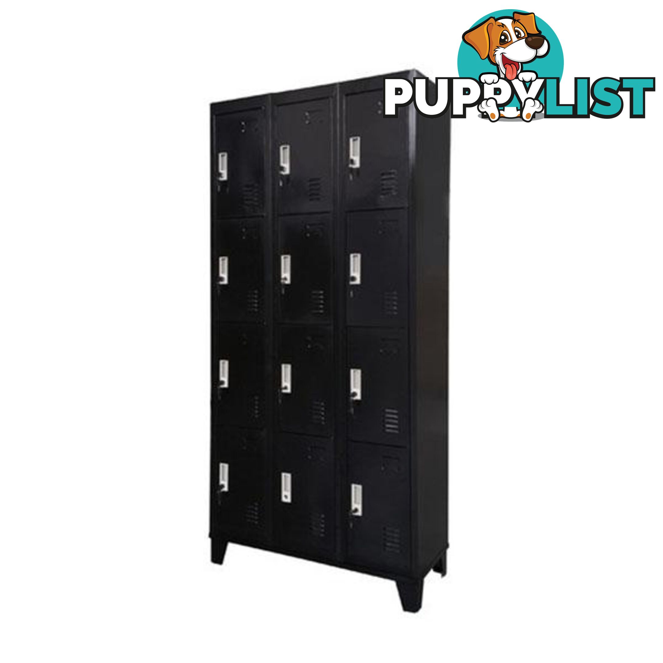 12 Door Black Locker - Steel Locker - 7427046146739