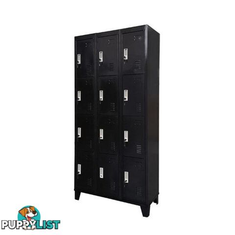 12 Door Black Locker - Steel Locker - 7427046146739