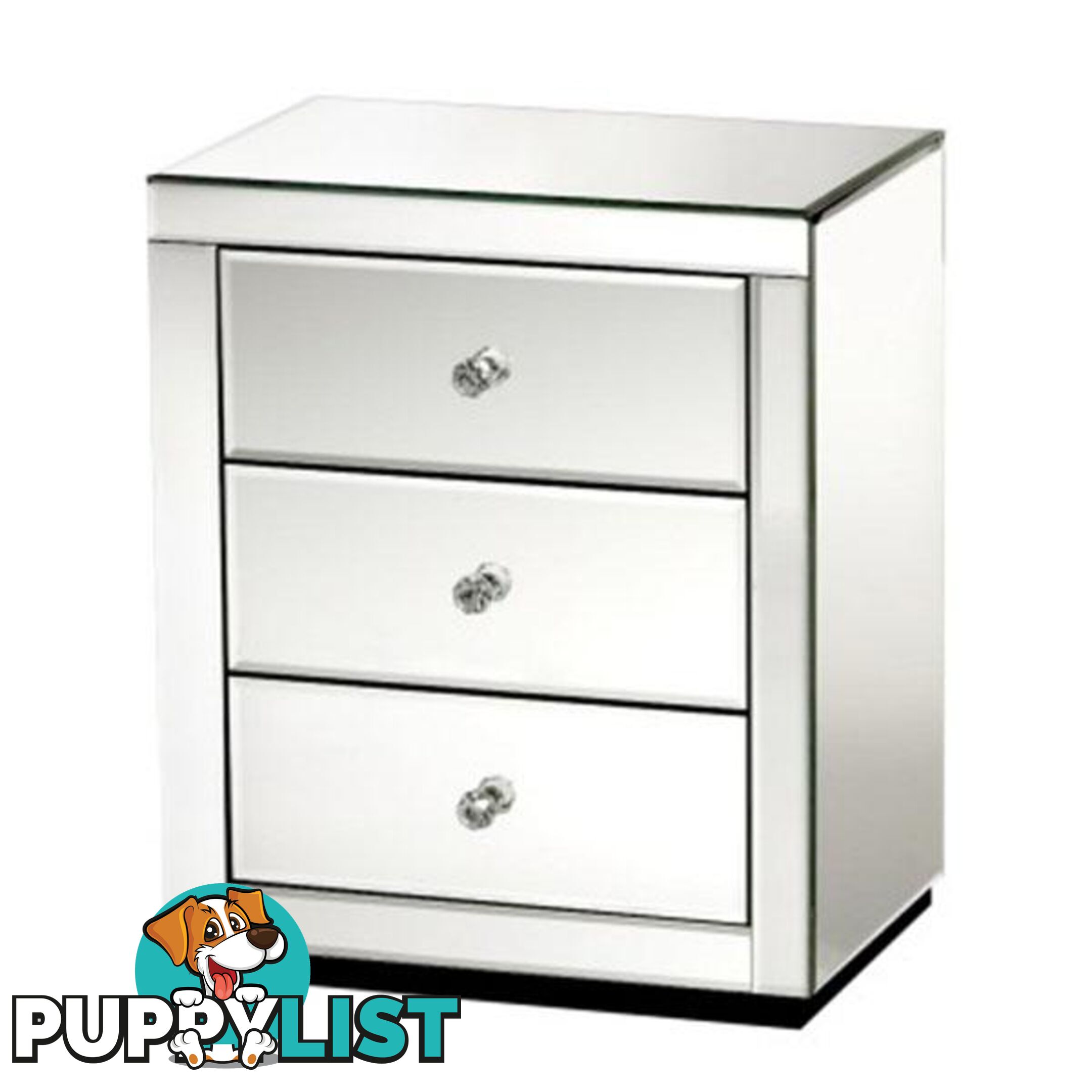 Mirrored Bedside Table Drawers Glass Presia - Bedside Table Drawers - 9350062215807