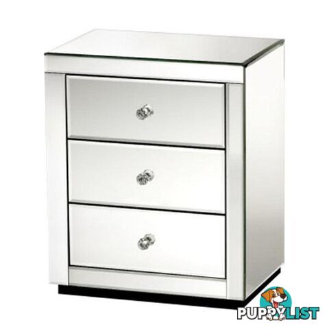 Mirrored Bedside Table Drawers Glass Presia - Bedside Table Drawers - 9350062215807