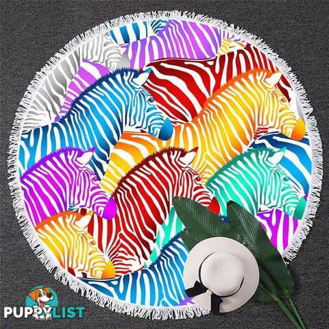 Multi Colored Zebras Beach Towel - Towel - 7427046333016