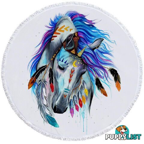 Native American Horse Beach Towel - Towel - 7427046331821